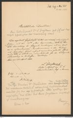 k.k. naturhistorisches Hofmuseum, Intendanzakten 1885-1896 (Hauer), Aktenzahl Z.282/1888, Seite 1